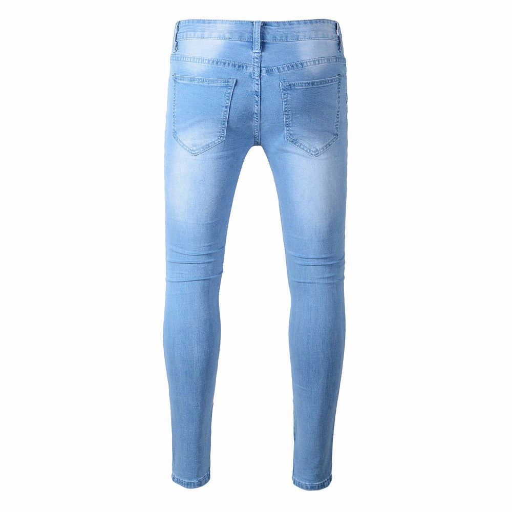 Men's Stretchy Ripped Skinny Biker Jeans